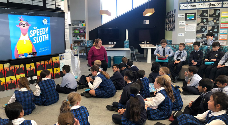 Students participating in National Simultaneous Storytime at Our Lady of The Rosary Primary School Kellyville