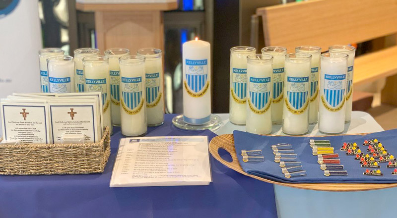 Candles and badges to be given to the Student Representative Council members at Our Lady of The Rosary Primary School Kellyville