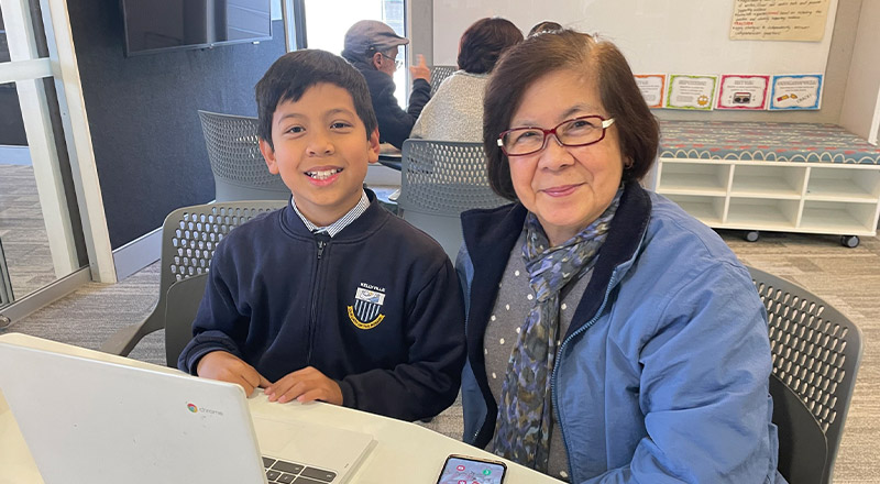 Student with his grandmother in the classroom at Our Lady of The Rosary Primary School Kellyville