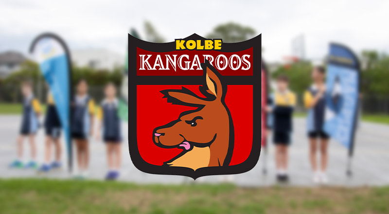 The house crest of the Kolbe Kangaroos at Our Lady of The Rosary Primary School Kellyville