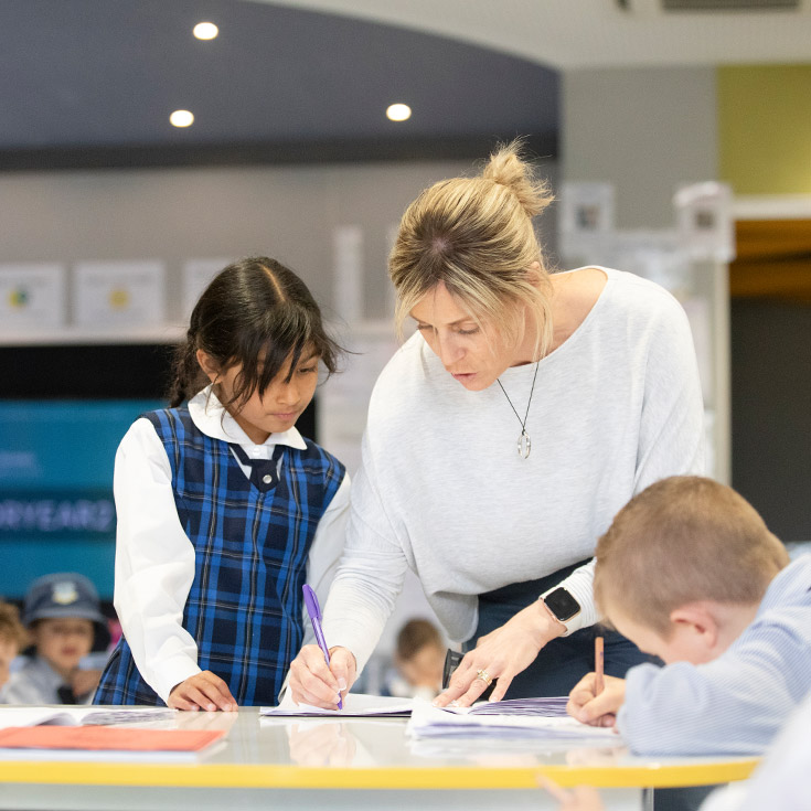 Students with their teacher at Our Lady of The Rosary Primary School Kellyville