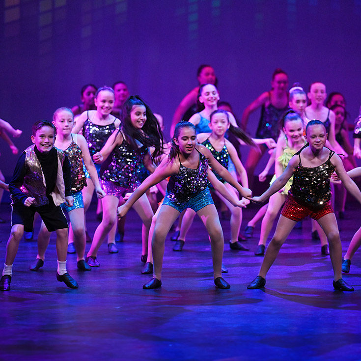 Students from Our Lady of The Rosary Primary School Kellyville dancing at the Wakakirri state dance comp